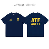 American ATF Agent T-Shirt Loose Large Size Men's Summer Bottom Shirt Crew Neck Short Sleeve Youth Half Sleeve Men - Badgecollection