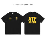 American ATF Agent T-Shirt Loose Large Size Men's Summer Bottom Shirt Crew Neck Short Sleeve Youth Half Sleeve Men - Badgecollection
