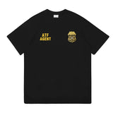 American ATF Agent T-Shirt Loose Large Size Men's Summer Bottom Shirt Crew Neck Short Sleeve Youth Half Sleeve Men - Badgecollection