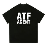 American ATF Agent T-Shirt Loose Large Size Men's Summer Bottom Shirt Crew Neck Short Sleeve Youth Half Sleeve Men - Badgecollection
