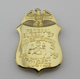 US FBI BADGE  DEPARTMENT OF JUSTICE BADGE  full size  5.2cmX7.3cm - Badgecollection